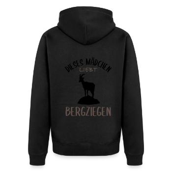 Mädchen und Bergziegen - Eine Liebe - Unisex Premium Bio Zip Hoodie - Schwarz - Hinten - Nico (187cm)