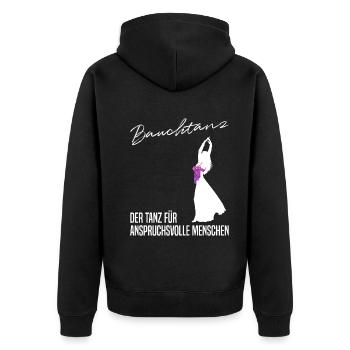 Sinnliche Bewegung - Der anspruchsvolle Bauchtanz - Unisex Premium Bio Zip Hoodie - Schwarz - Hinten - Nico (187cm)