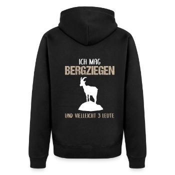 Bergziegenfreund - Unisex Premium Bio Zip Hoodie - Schwarz - Hinten - Nico (187cm)