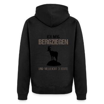 Bergziegenfreund - Unisex Premium Bio Zip Hoodie - Schwarz - Hinten - Nico (187cm)