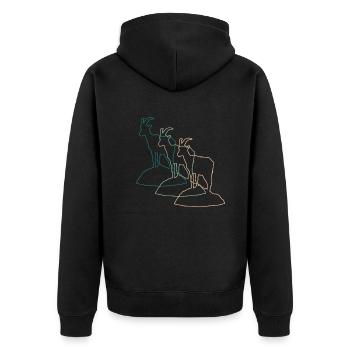 Défilé des chèvres de montagne - Majesté des Alpes - Veste à capuche bio Premium Unisexe - noir - Dos - Nico (187cm)