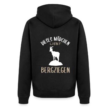 Mädchen und Bergziegen - Eine Liebe - Unisex Premium Bio Zip Hoodie - Schwarz - Hinten - Nico (187cm)