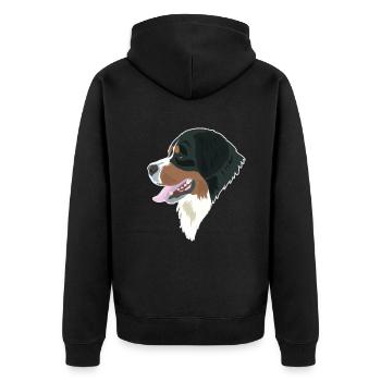 Berner Sennenhund-Eleganz - Unisex Premium Bio Zip Hoodie - Schwarz - Hinten - Nico (187cm)