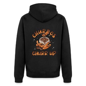 Churros Churr Up - Unisex Premium Bio Zip Hoodie - Schwarz - Hinten - Nico (187cm)
