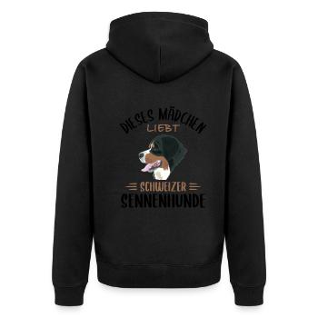 Berner Sennenhunde: Schweizer Canin-Liebhaber - Unisex Premium Bio Zip Hoodie - Schwarz - Hinten - Nico (187cm)