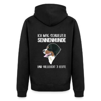 Berner Sennenhund Liebe und Sarkasmus Geschenk - Unisex Premium Bio Zip Hoodie - Schwarz - Hinten - Nico (187cm)