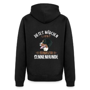 Berner Sennenhunde: Schweizer Canin-Liebhaber - Unisex Premium Bio Zip Hoodie - Schwarz - Hinten - Nico (187cm)