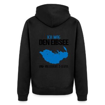 Eibsee und Introvertierte: Eine Seltene Mischung - Unisex Premium Bio Zip Hoodie - Schwarz - Hinten - Nico (187cm)