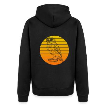 Einfach Eule - Unisex Premium Bio Zip Hoodie - Schwarz - Hinten - Nico (187cm)