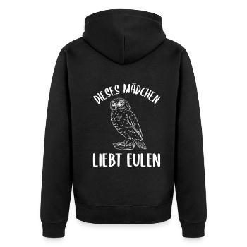 Girl Owl Lover Fervor Statement - Unisex Premium Organic Zip Hoodie - black - Back - Nico (187cm)