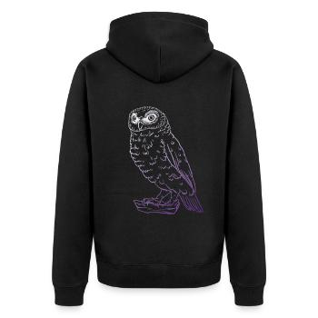 Majestätische Eule - Puristisches Tiermotiv - Unisex Premium Bio Zip Hoodie - Schwarz - Hinten - Nico (187cm)