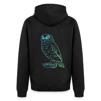 Majestätische Eule - Puristisches Tiermotiv - Unisex Premium Bio Zip Hoodie - Schwarz - Hinten - Nico (187cm)