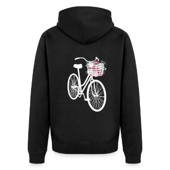 Floral Embellished Bicycle - Unisex Premium Organic Zip Hoodie - black - Back - Nico (187cm)