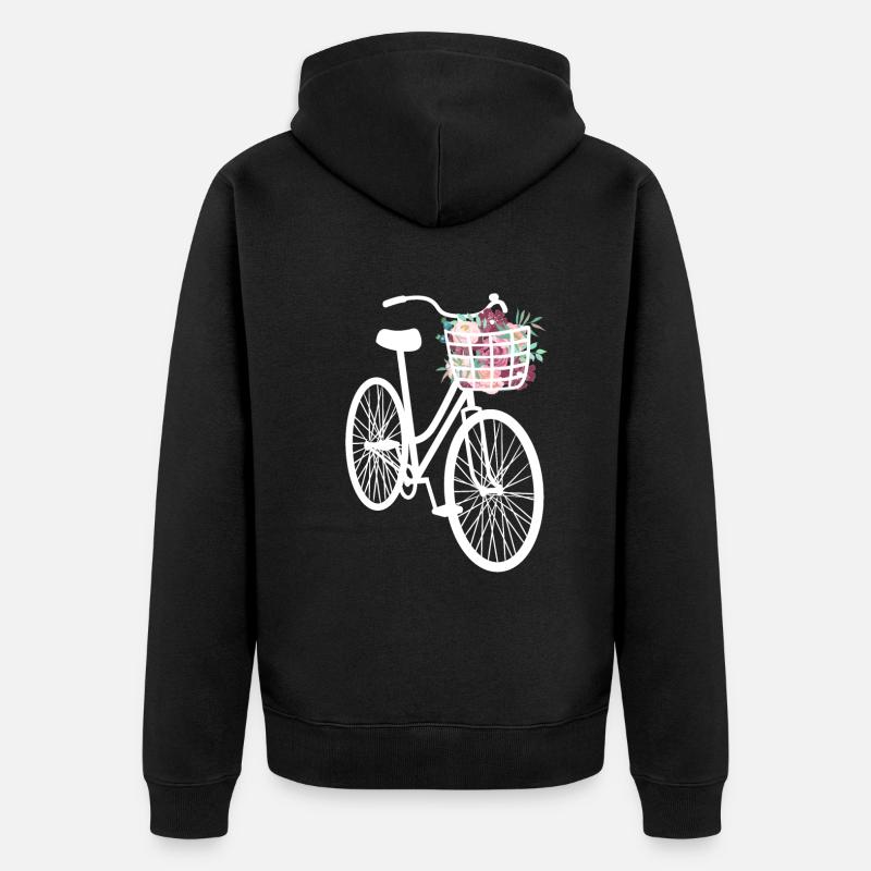 Vélo orné de fleurs - Veste à capuche bio Premium Unisexe - noir