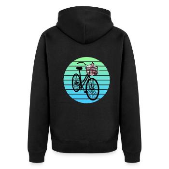 Floral Embellished Bicycle - Unisex Premium Organic Zip Hoodie - black - Back - Nico (187cm)
