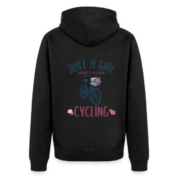 « Juste une fille qui aime le cyclisme » Floral roue cadeau - Veste à capuche bio Premium Unisexe - noir - Dos - Nico (187cm)