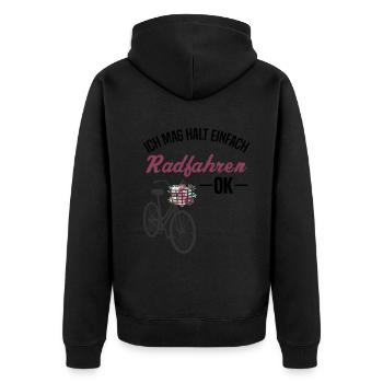 Ich Mag Halt Einfach Radfahren - Ok - Blumenmuster - Unisex Premium Bio Zip Hoodie - Schwarz - Hinten - Nico (187cm)