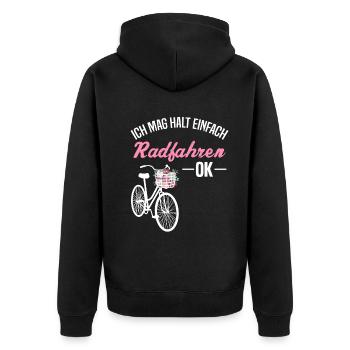 Ich Mag Halt Einfach Radfahren - Ok - Blumenmuster - Unisex Premium Bio Zip Hoodie - Schwarz - Hinten - Nico (187cm)