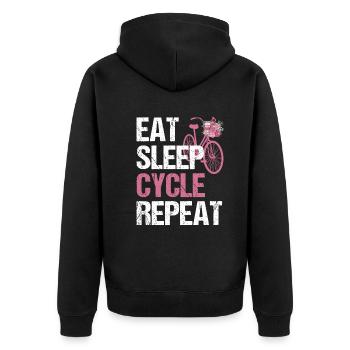 Eat Sleep Cycle Repeat - Bicycle Life Flowers - Unisex Premium Organic Zip Hoodie - black - Back - Nico (187cm)
