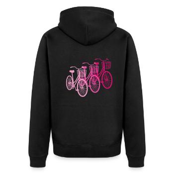 Drei Fahrräder Blumenpracht - Fahrradtrio Geschenk - Unisex Premium Bio Zip Hoodie - Schwarz - Hinten - Nico (187cm)