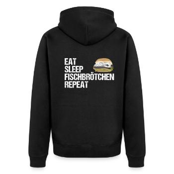 Lebenszyklus des Fischbrötchen-Fans Geschenk - Unisex Premium Bio Zip Hoodie - Schwarz - Hinten - Nico (187cm)