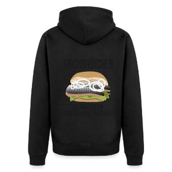 Fischbrötchen für Feinschmecker Geschenk - Unisex Premium Bio Zip Hoodie - Schwarz - Hinten - Nico (187cm)