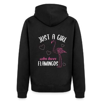 Juste une fille qui aime les flamants roses cadeau - Veste à capuche bio Premium Unisexe - noir - Dos - Nico (187cm)