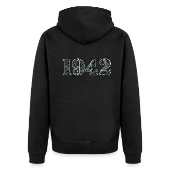 Optique militaire 1942 Vintage naissance année cadeau - Veste à capuche bio Premium Unisexe - noir - Dos - Nico (187cm)