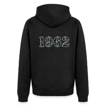 Stolzes 1962 Militär Vintage Geburtsjahr - Unisex Premium Bio Zip Hoodie - Schwarz - Hinten - Nico (187cm)