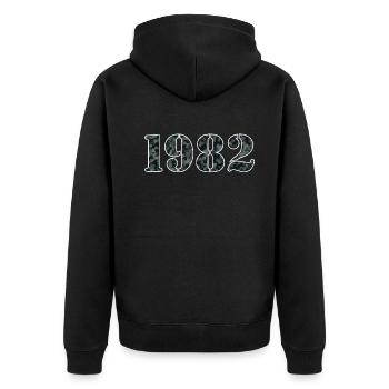 Strong 1982 Military Birth Year Design - Unisex Premium Organic Zip Hoodie - black - Back - Nico (187cm)