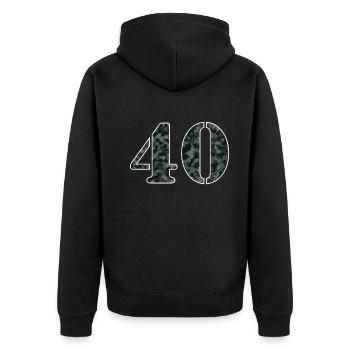 Fier 40 Look militaire cadeau d’anniversaire - Veste à capuche bio Premium Unisexe - noir - Dos - Nico (187cm)