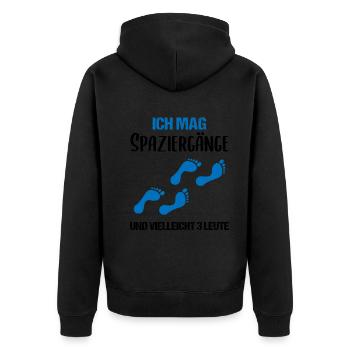 Humorvolle Spaziergang-Liebhaber Einsiedler - Unisex Premium Bio Zip Hoodie - Schwarz - Hinten - Nico (187cm)
