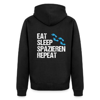 Tägliche Routine Spaziergang Liebhaber Geschenk - Unisex Premium Bio Zip Hoodie - Schwarz - Hinten - Nico (187cm)