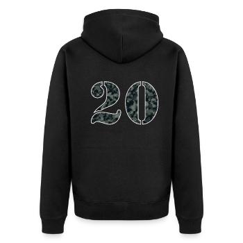 Militär Stil Geburtstagszahl 20 Geschenk - Unisex Premium Bio Zip Hoodie - Schwarz - Hinten - Nico (187cm)