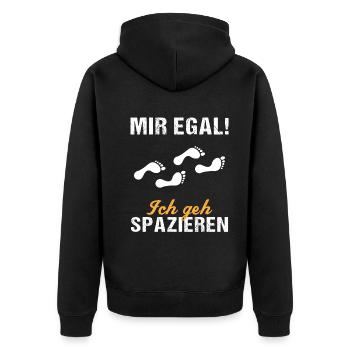 Sorglos Spaziergang Humorvolles Geschenk - Unisex Premium Bio Zip Hoodie - Schwarz - Hinten - Nico (187cm)