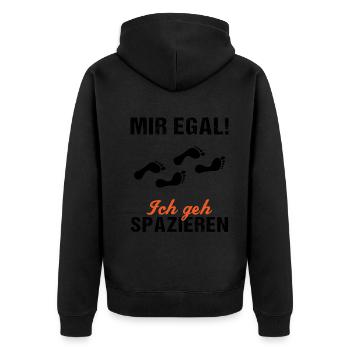 Sorglos Spaziergang Humorvolles Geschenk - Unisex Premium Bio Zip Hoodie - Schwarz - Hinten - Nico (187cm)