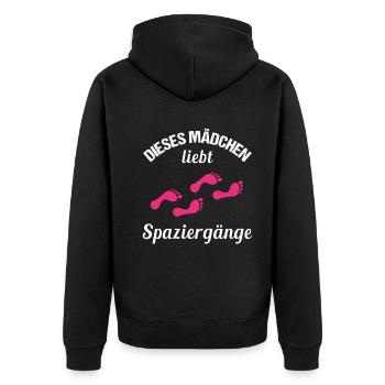 Spaziergang-Liebhaber Mädchenherz Geschenk - Unisex Premium Bio Zip Hoodie - Schwarz - Hinten - Nico (187cm)