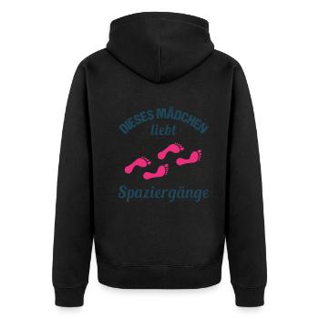 Spaziergang-Liebhaber Mädchenherz Geschenk - Unisex Premium Bio Zip Hoodie - Schwarz - Hinten - Nico (187cm)