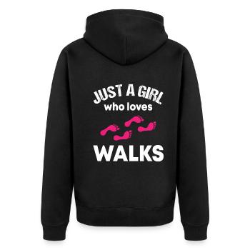 Einfache Spaziergang-Liebhaberin Geschenk - Unisex Premium Bio Zip Hoodie - Schwarz - Hinten - Nico (187cm)
