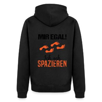 Sorglos Spaziergang Humorvolles Geschenk - Unisex Premium Bio Zip Hoodie - Schwarz - Hinten - Nico (187cm)