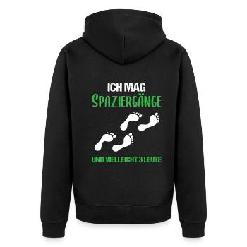 Humorvolle Spaziergang-Liebhaber Einsiedler - Unisex Premium Bio Zip Hoodie - Schwarz - Hinten - Nico (187cm)