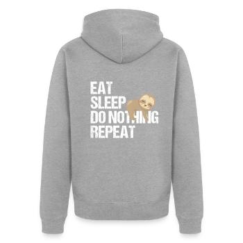Faulbär Einschlafen Ausschlafen Humor Geschenk - Unisex Premium Bio Zip Hoodie - Grau meliert - Hinten - Nico (187cm)