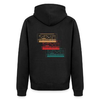 Trio of Synthesizers Music Lover Gift - Unisex Premium Organic Zip Hoodie - black - Back - Nico (187cm)
