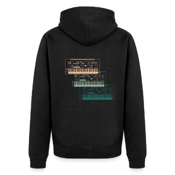 Trio of Synthesizers Music Lover Gift - Unisex Premium Organic Zip Hoodie - black - Back - Nico (187cm)