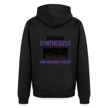 Synthesizer und 3 Leute Musikliebhaber Geschenk - Unisex Premium Bio Zip Hoodie - Schwarz - Hinten - Nico (187cm)
