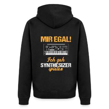 Mir egal Synthesizer Spielen Musik Geschenk - Unisex Premium Bio Zip Hoodie - Schwarz - Hinten - Nico (187cm)