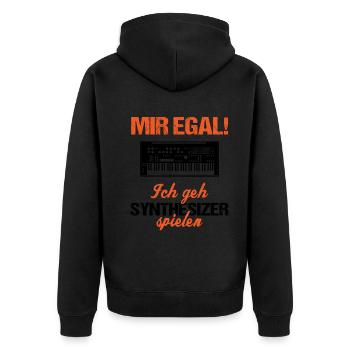 Mir egal Synthesizer Spielen Musik Geschenk - Unisex Premium Bio Zip Hoodie - Schwarz - Hinten - Nico (187cm)