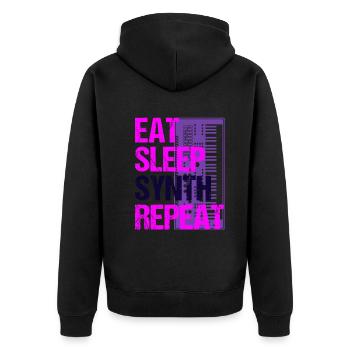 Manger sommeil synthé répétition musique cycle cadeau - Veste à capuche bio Premium Unisexe - noir - Dos - Nico (187cm)