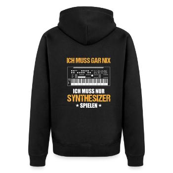 Muss nur Synthesizer spielen Musikliebhaber - Unisex Premium Bio Zip Hoodie - Schwarz - Hinten - Nico (187cm)