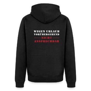Urlaubsmodus Aktiviert Lustiger Spruch Geschenk - Unisex Premium Bio Zip Hoodie - Schwarz - Hinten - Nico (187cm)